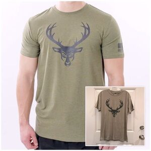 BUCKED UP Flag T-Shirt *Logo Tee* Light Olive Green